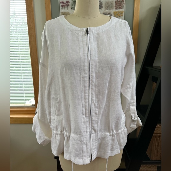 🆕 Heavy Organic Linen Round Neck Jacket by Eileen Fisher - Picture 1 of 10